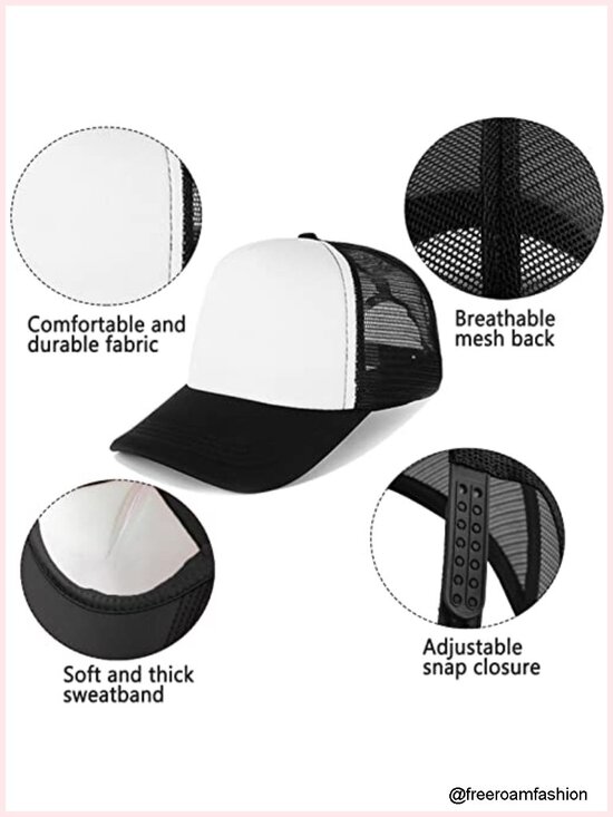 12 Pack Sublimation Blank Mesh Hats Adjustable Snapback Baseball Caps